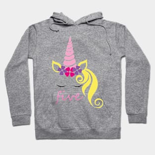 Girls Unicorn Birthday Shirt - Five Unicorn T-shirt - Fifth Birthday Shirts for Girls - Girl 5th Birthday Shirt - Five Unicorn Party Tee Hoodie